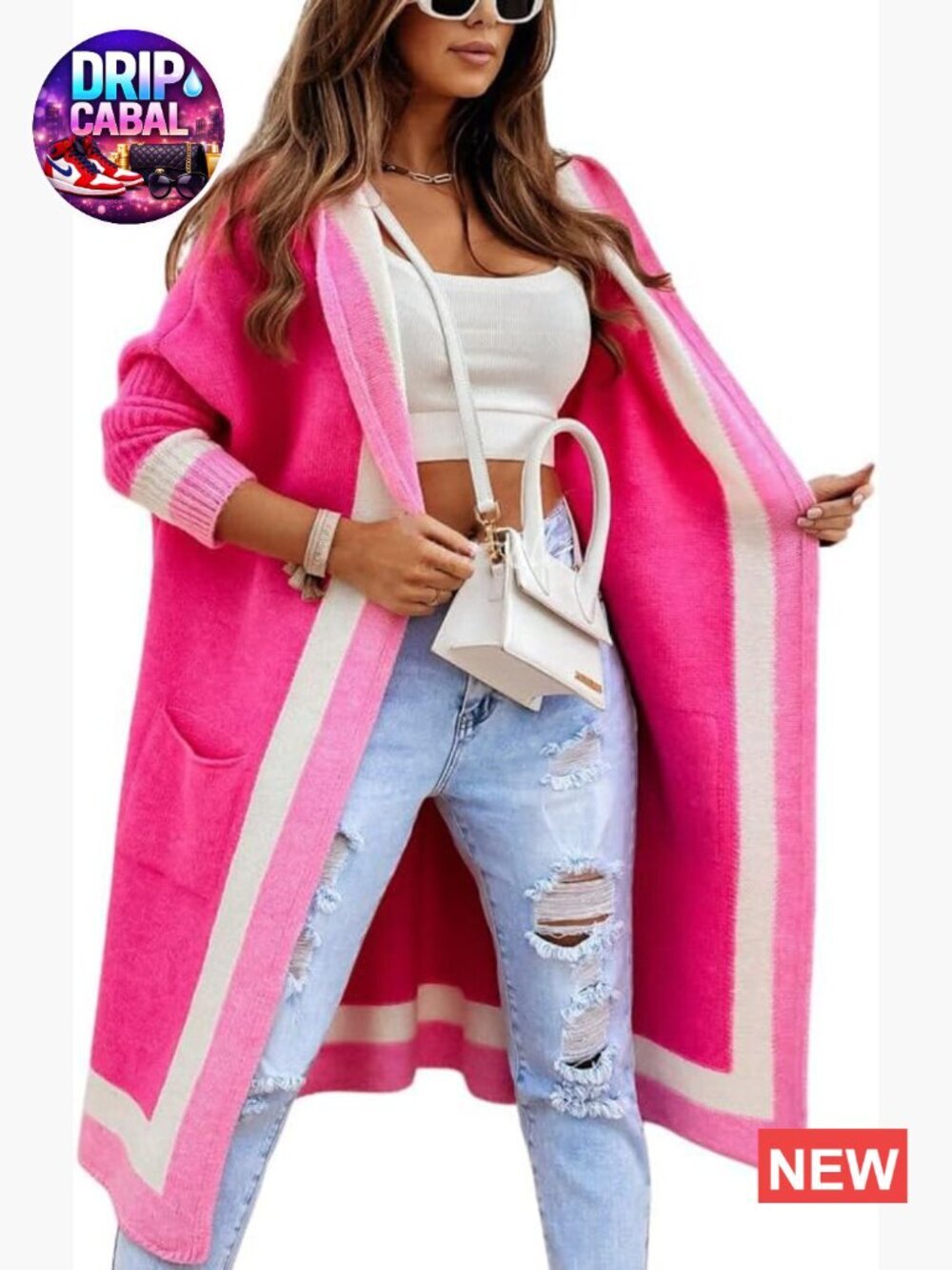 Oversized Hooded Long Cardigan Sweater with Pockets